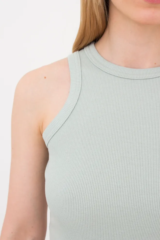 Майка з бавовни в рубчик RIB 3814/010 Giulia mint (зелений)