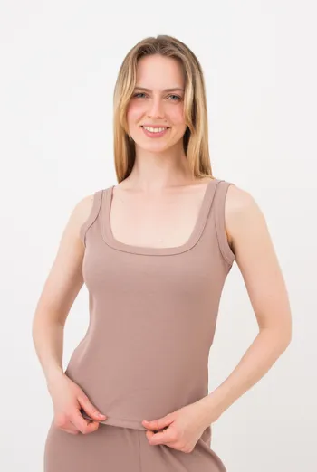 Майка женская с квадратным вырезом в рубчик RIB 3815/010 Giulia light beige (бежевый)