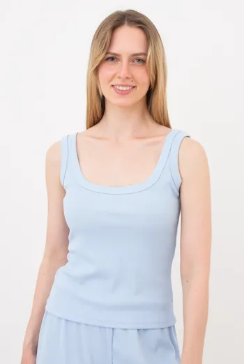 Женская майка с квадратным вырезом в рубчик RIB 3815/010 Giulia (light blue), голубой