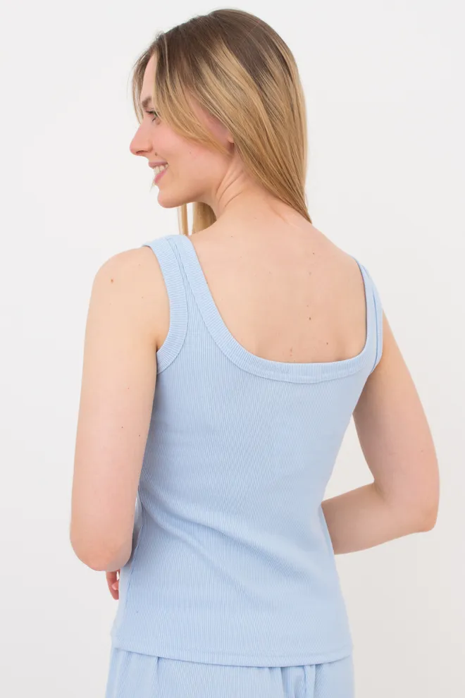 Жіноча майка з квадратним вирізом в рубчик RIB 3815/010 Giulia (light blue), блакитний