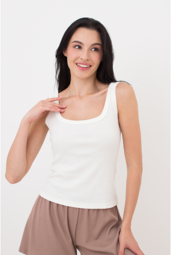 Жіноча майка з квадратним вирізом в рубчик RIB 3815/010 Giulia (milk), білий Жіноча майка з квадратним вирізом в рубчик RIB 3815/010 Giulia (milk), білий