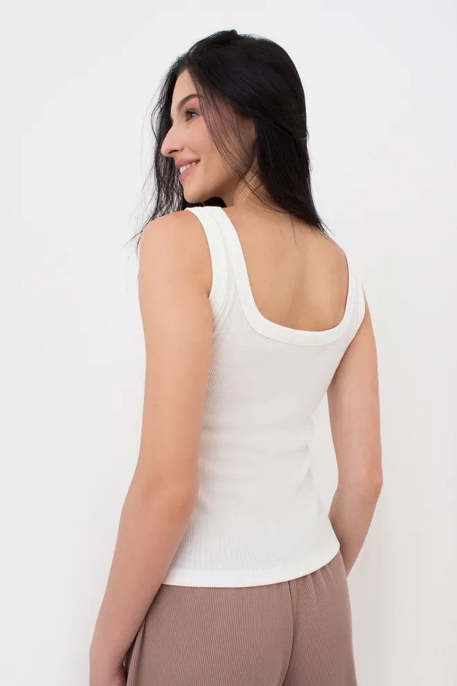 Жіноча майка з квадратним вирізом в рубчик RIB 3815/010 Giulia (milk), білий