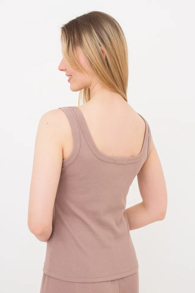 Жіноча майка з квадратним вирізом в рубчик RIB 3815/010 Giulia light beige (бежевий)