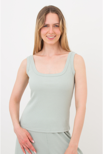 Жіноча майка з квадратним вирізом в рубчик RIB 3815/010 Giulia mint (зелений) Жіноча майка з квадратним вирізом в рубчик RIB 3815/010 Giulia mint (зелений)