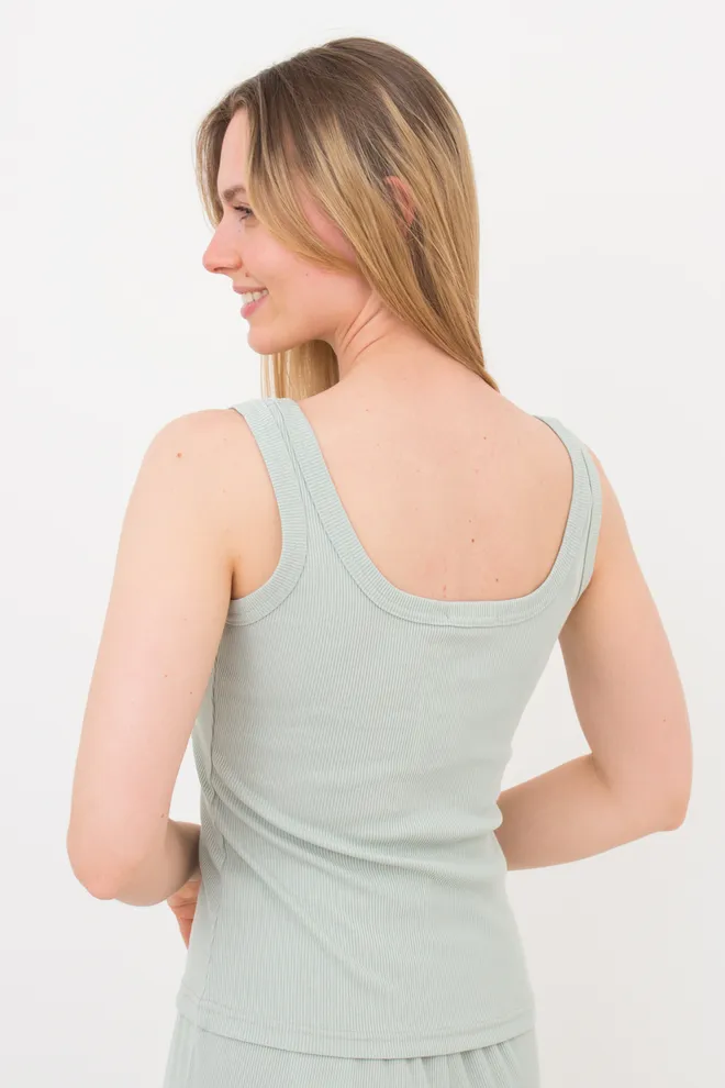 Жіноча майка з квадратним вирізом в рубчик RIB 3815/010 Giulia mint (зелений)