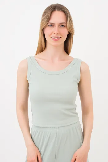 Жіночій бавовняний топ з відкритою спиною в рубчик RIB 4107/010 Giulia mint (зелений) Жіночій бавовняний топ з відкритою спиною в рубчик RIB 4107/010 Giulia mint (зелений)