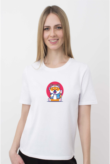 Футболка жіноча з малюнком "fox" T-SHIRT WOMEN UNIQUE PRINT 4802/010 white W00056, білий