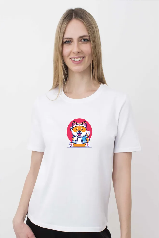 Футболка женская с рисунком "fox" T-SHIRT WOMEN UNIQUE PRINT 4802/010 white W00056, белый