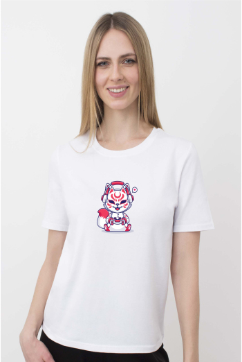 Футболка жіноча з малюнком (CAT) T-SHIRT WOMEN UNIQUE PRINT 4802/010 (white W00057), білий