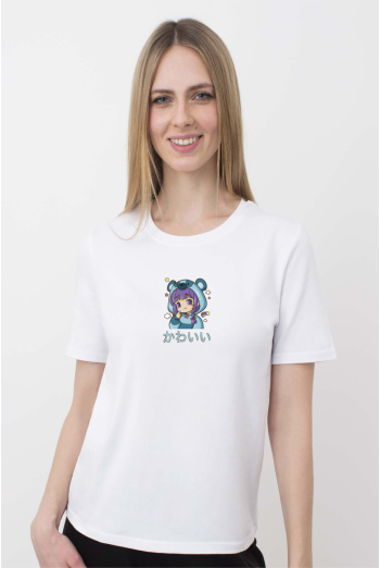 Футболка жіноча з малюнком "Аніме" T-SHIRT WOMEN UNIQUE PRINT 4802/010 (white W00059), білий