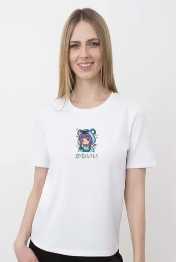 Футболка женская с рисунком "Аниме" T-SHIRT WOMEN UNIQUE PRINT 4802/010 (white W00059), белый