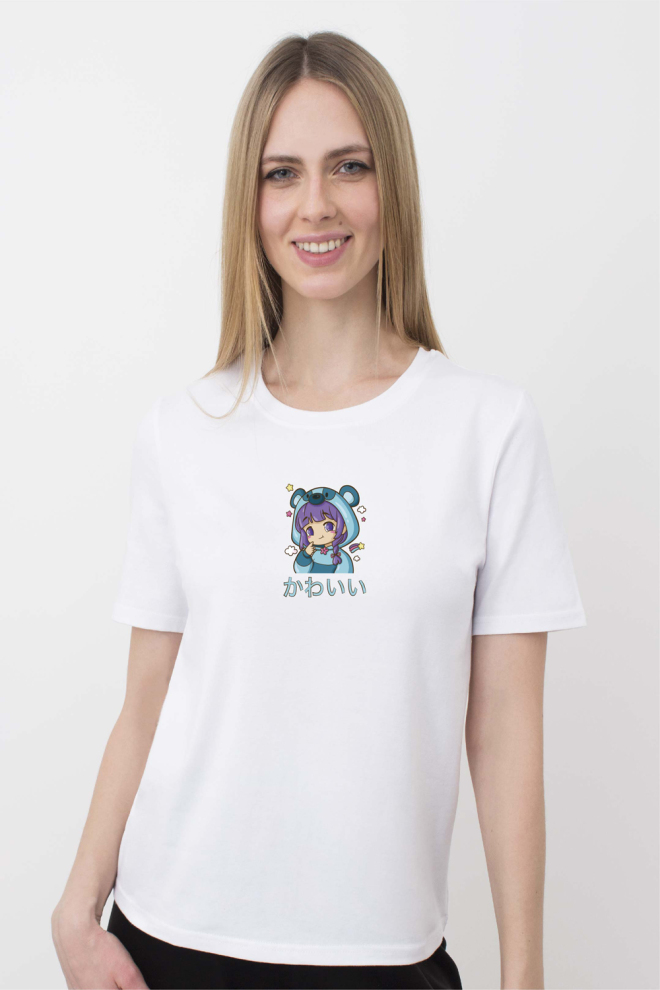 Футболка жіноча з малюнком "Аніме" T-SHIRT WOMEN UNIQUE PRINT 4802/010 (white W00059), білий