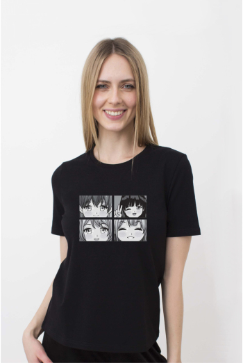 Футболка жіноча з принтом "Аніме" T-SHIRT WOMEN UNIQUE PRINT 4802/010 (black W00060), чорний