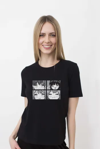 Футболка женская с принтом "Аниме" T-SHIRT WOMEN UNIQUE PRINT 4802/010 (black W00060), черный