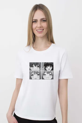 Футболка женская с рисунком "Аниме" T-SHIRT WOMEN UNIQUE PRINT 4802/010 (white W00060), белый