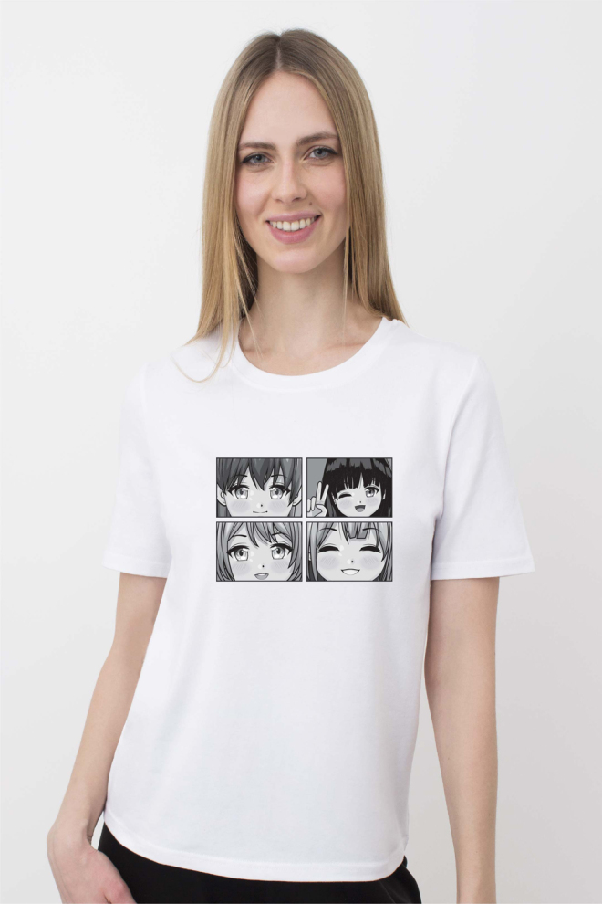 Футболка жіноча з малюнком "Аніме" T-SHIRT WOMEN UNIQUE PRINT 4802/010 (white W00060), білий