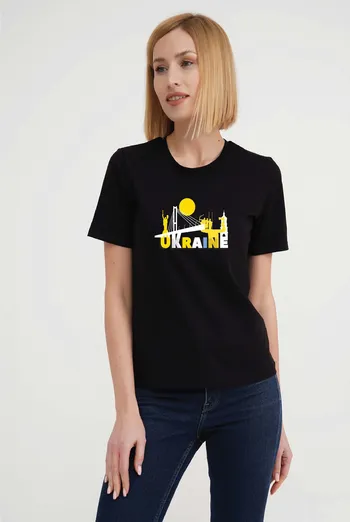 Футболка женская с надписью "Ukraine" T-SHIRT WOMEN UNIQUE PRINT 4802/010 (black W00016), черный