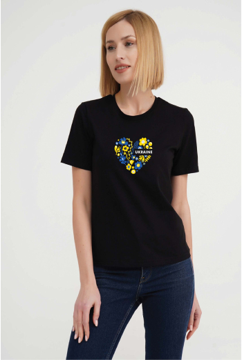 Футболка жіноча з написом "Ukraine" T-SHIRT WOMEN UNIQUE PRINT 4802/010 (black W00017), чорний