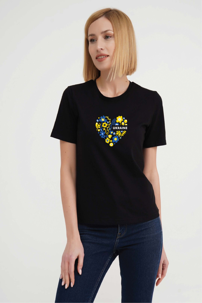 Футболка жіноча з написом "Ukraine" T-SHIRT WOMEN UNIQUE PRINT 4802/010 (black W00017), чорний