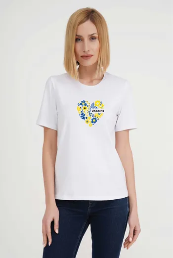Футболка женская с надписью "Ukraine" T-SHIRT WOMEN UNIQUE PRINT 4802/010 (white W00017), белый