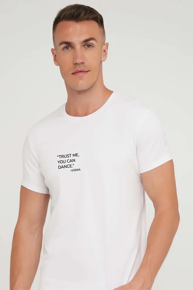 Футболка с принтом «Trust me, you can dance» T-SHIRT MEN UNIQUE PRINT 4601/010 white M00041, белый