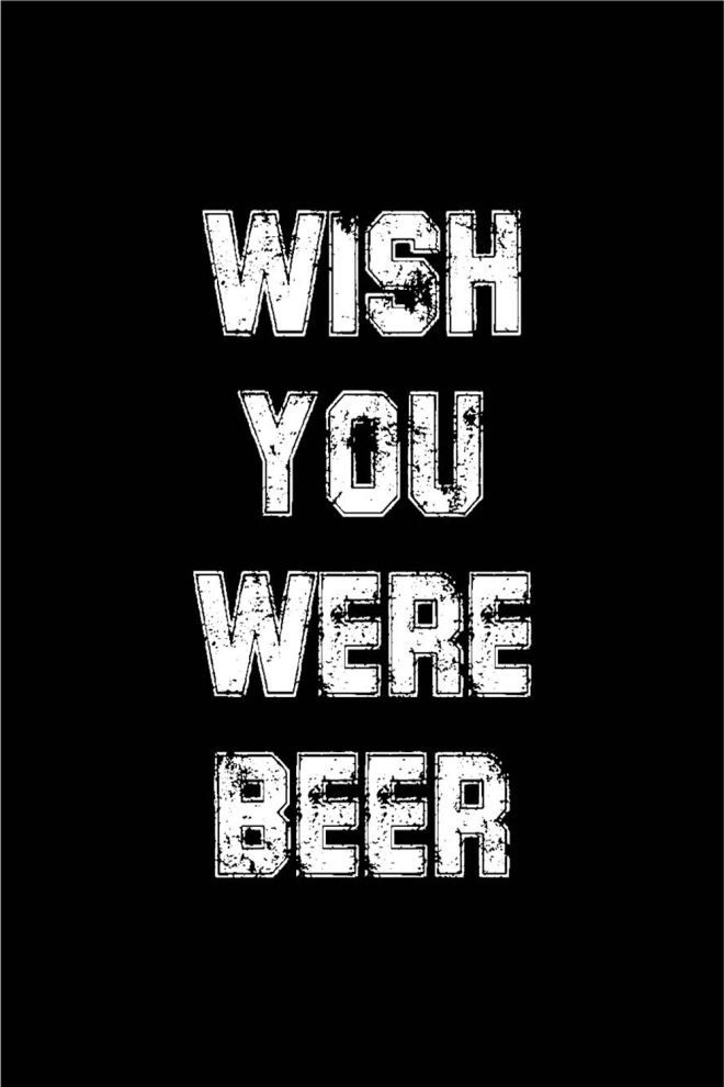 Футболка з написом "Wish you were beer" T-SHIRT MEN UNIQUE PRINT 4601/010 black M00042, чорний