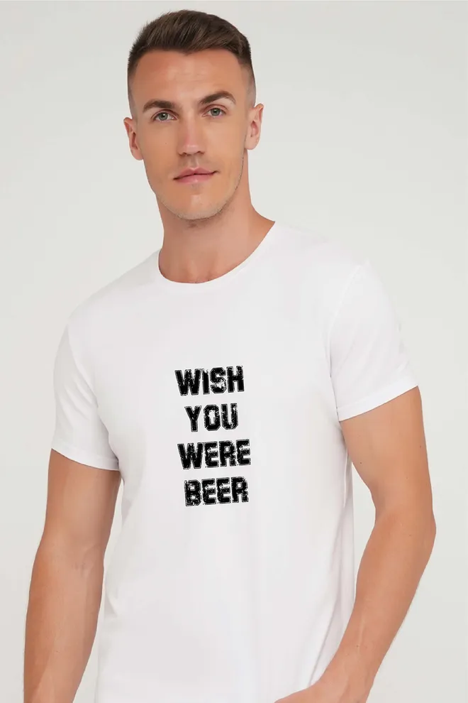 Футболка с принтом "Wish you were beer" T-SHIRT MEN UNIQUE PRINT 4601/010 white M00042, белый