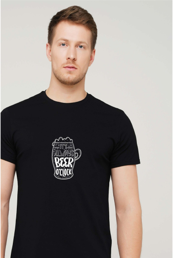 Футболка з принтом "Beer" T-SHIRT MEN UNIQUE PRINT 4601/010 black M00045, чорний