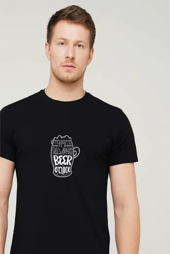 Футболка с принтом "Beer" T-SHIRT MEN UNIQUE PRINT 4601/010 black M00045, черный