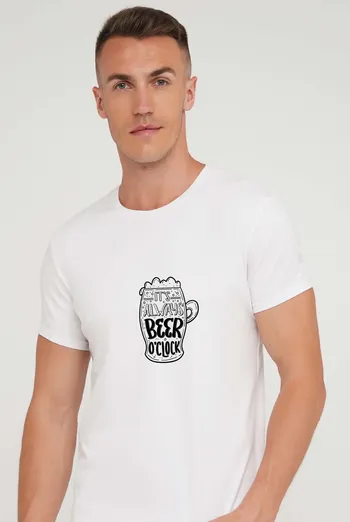 Футболка с принтом "Beer" T-SHIRT MEN UNIQUE PRINT 4601/010 white M00045, белый