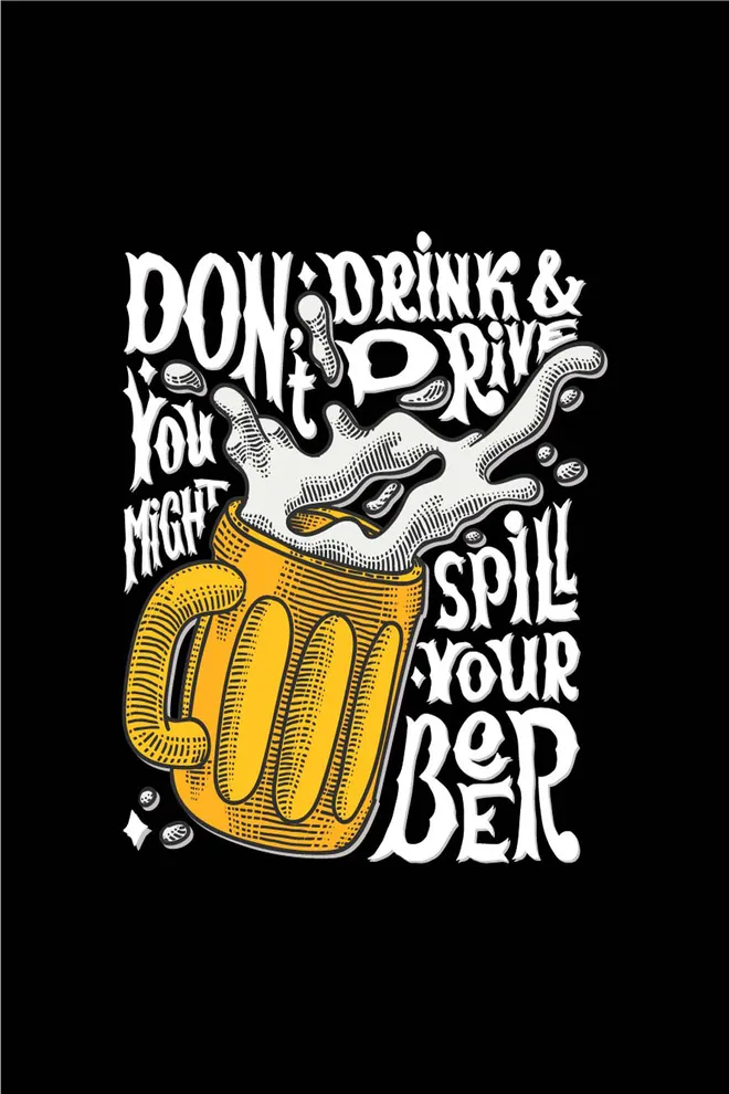 Футболка с принтом "Beer" T-SHIRT MEN UNIQUE PRINT 4601/010 black M00049, черный