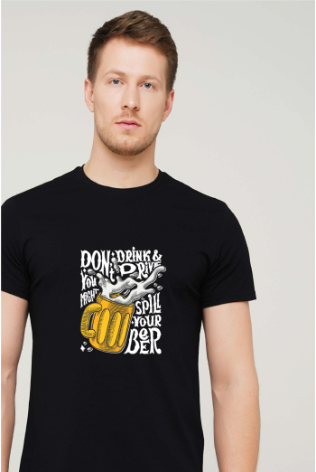 Футболка з принтом "Beer" T-SHIRT MEN UNIQUE PRINT 4601/010 black M00049, чорний