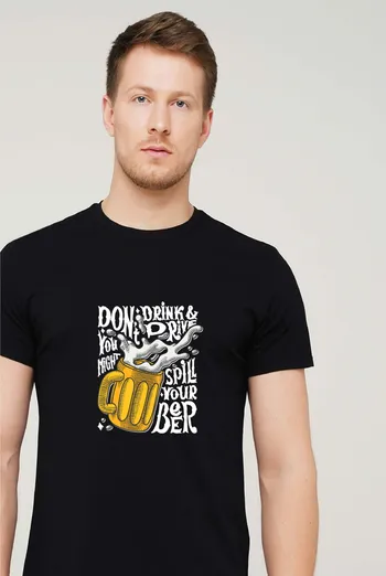 Футболка с принтом "Beer" T-SHIRT MEN UNIQUE PRINT 4601/010 black M00049, черный