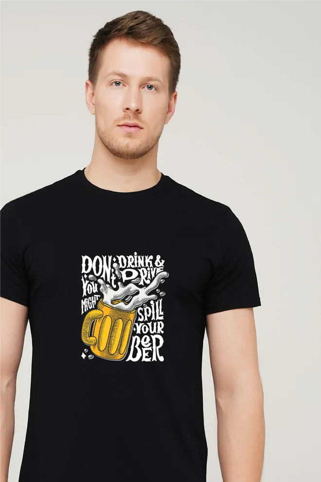 Футболка с принтом "Beer" T-SHIRT MEN UNIQUE PRINT 4601/010 black M00049, черный