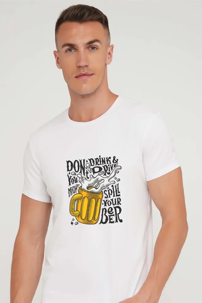Футболка с принтом "Beer" T-SHIRT MEN UNIQUE PRINT 4601/010 white M00049, белый