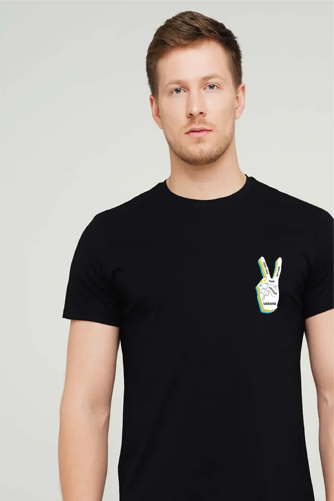 Футболка мужская с надписью "Ukraine" T-SHIRT MEN UNIQUE PRINT 4601/010 black M00020, черный