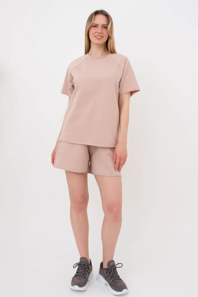 Жіноча футболка оверсайз з двохнитки STREET STYLE 4813/180 Giulia beige (бежевий)