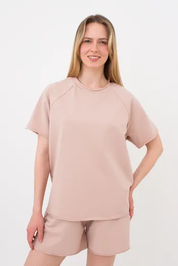 Жіноча футболка оверсайз з двохнитки STREET STYLE 4813/180 Giulia beige (бежевий)