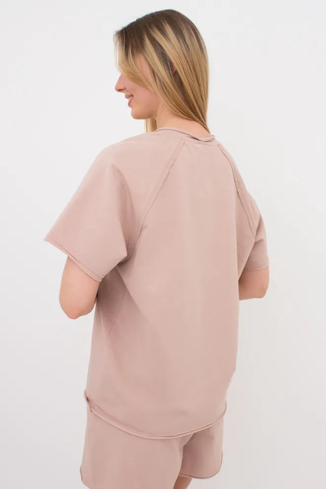 Жіноча футболка оверсайз з двохнитки STREET STYLE 4813/180 Giulia beige (бежевий)