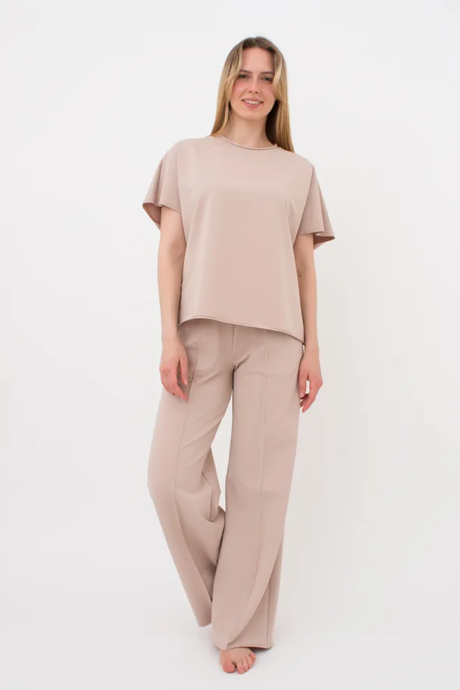 Жіноча футболка-кімоно з бавовни STREET STYLE 4814/180 Giulia (nudе), бежевий