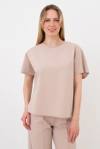 Женская футболка-кимоно из хлопка STREET STYLE 4814/180 Giulia (nudе), бежевый Женская футболка-кимоно из хлопка STREET STYLE 4814/180 Giulia (nudе), бежевый