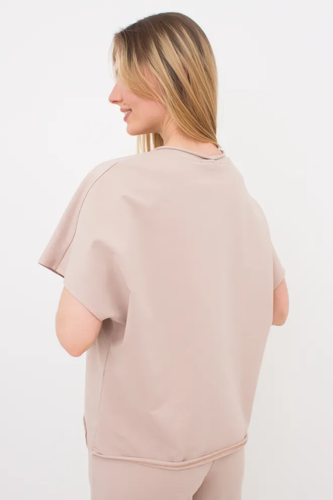 Жіноча футболка-кімоно з бавовни STREET STYLE 4814/180 Giulia (nudе), бежевий