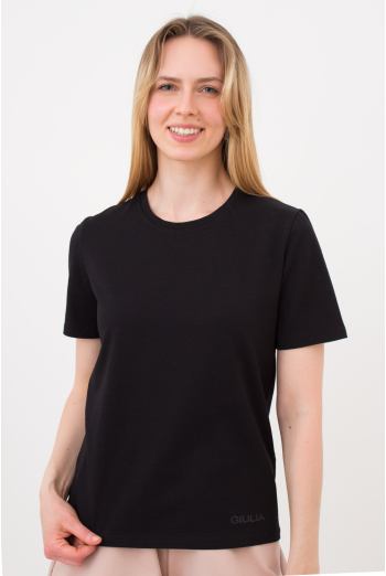 Жіноча бавовняна футболка GIULIA CLASSIC 4802/010 (black), чорний Жіноча бавовняна футболка GIULIA CLASSIC 4802/010 (black), чорний