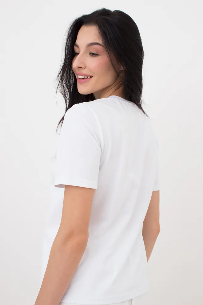 Футболка жіноча з принтом T-shirt print 4802/60 Giulia (white/palm), білий