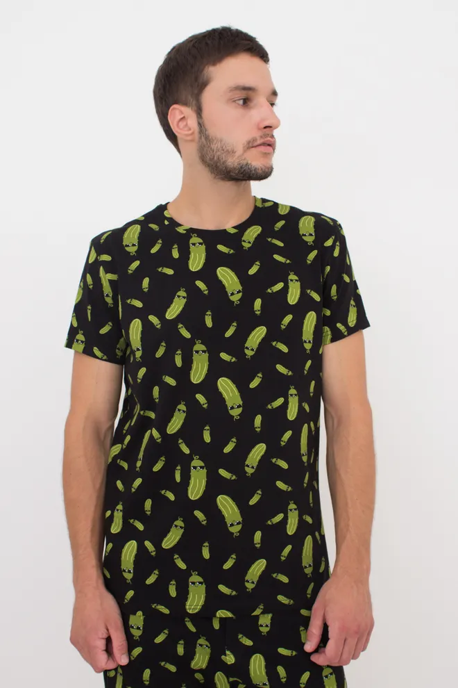 Футболка чоловіча з принтом огірки COUNTRY PRINT 4601/010 black/cucumbers (чорний)