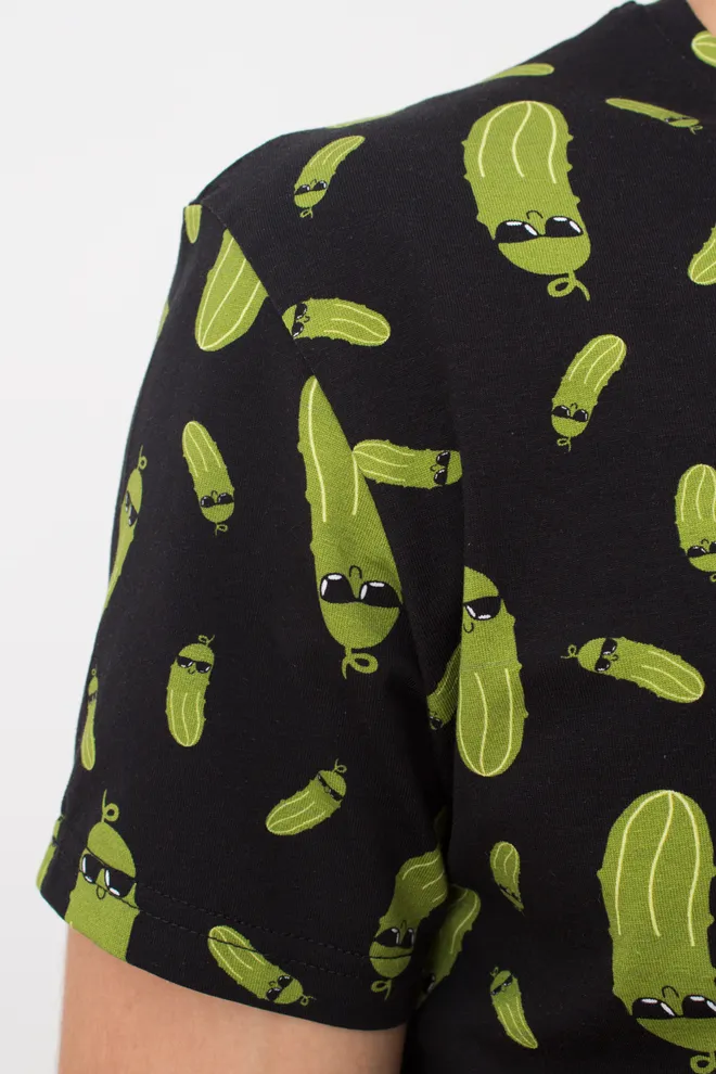 Футболка чоловіча з принтом огірки COUNTRY PRINT 4601/010 black/cucumbers (чорний)