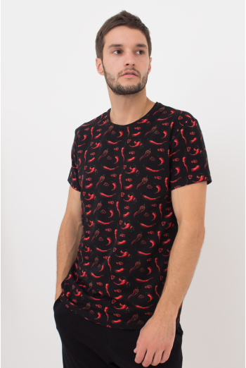 Футболка чоловіча з принтом гострі перці COUNTRY PRINT 4601/010 black/peppers (чорний)
