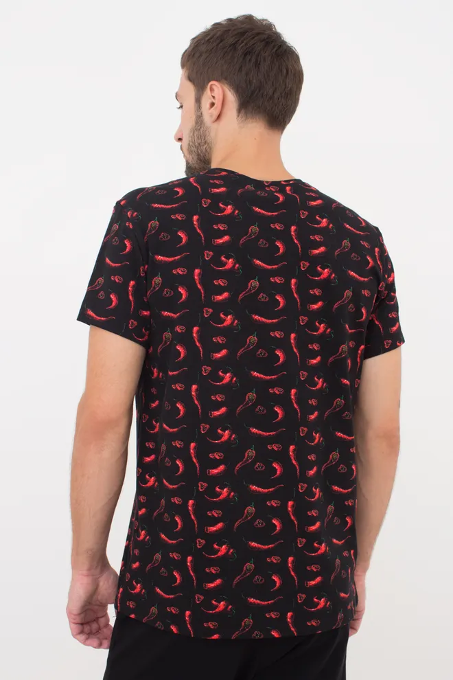 Футболка чоловіча з принтом гострі перці COUNTRY PRINT 4601/010 black/peppers (чорний)