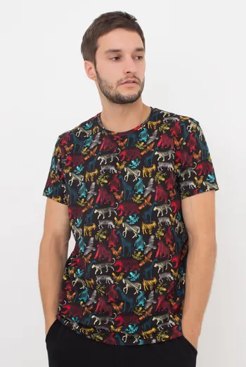 Футболка мужская Adam 49/409/010 Giulia (black/animal), чёрный