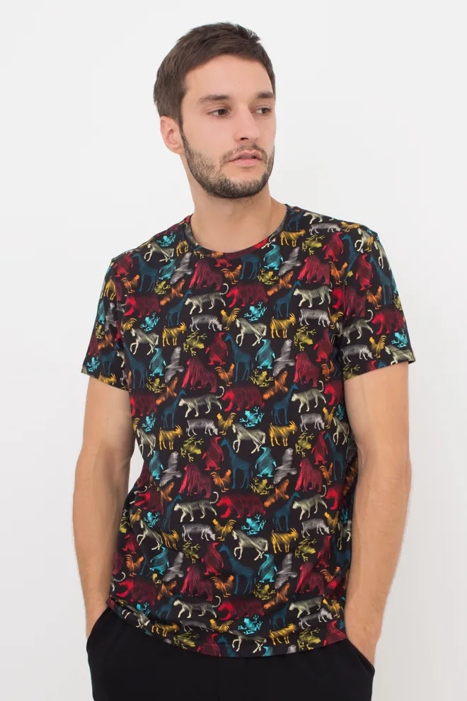 Футболка чоловіча Adam 49/409/010 Giulia (black/animal), чорний